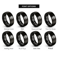 font options for inside engraving on black yggdrasil circle rings
