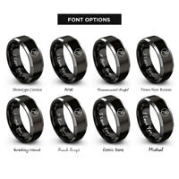 font options for inside engraving on black & gray yin yang rings