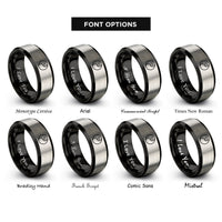 font options for inside engraving on black & gray yin yang rings