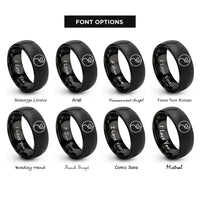 font options for inside engraving on black yin yang rings