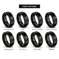 font options for inside engraving on black yin yang rings