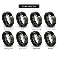 font options for inside engraving on black & gray yin yang cat rings