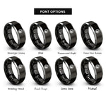 font options for inside engraving on black & silver yin yang dragon rings