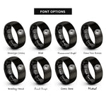 font options for inside engraving on black yin yang dragon rings