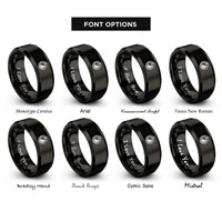 font options for inside engraving on black yin yang dragon rings