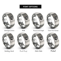 font options for inside engraving on silver yin yang dragon rings