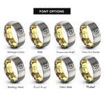 font options for inside engraving on gold & gray yin yang pride rings