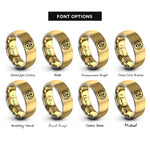 font options for inside engraving on gold & silver yin yang pride rings