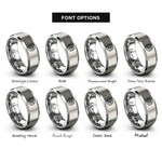 font options for inside engraving on silver yin yang pride rings