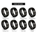 font options for inside engraving on black yin yang symbol rings