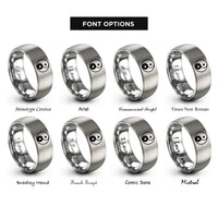 font options for inside engraving on grey yin yang symbol rings