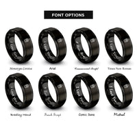 font options for inside engraving on black yogurt parfait cup rings
