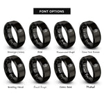 font options for inside engraving on black yogurt parfait cup rings