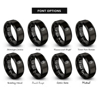 font options for inside engraving on black yogurt parfait cup rings