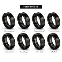font options for inside engraving on black yorkshire terrier rings
