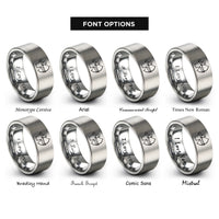 font options for inside engraving on silver youth archer draw rings