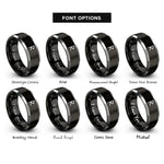 font options for inside engraving on black & silver yr rune rings