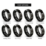 font options for inside engraving on black & gray yucca flower cluster rings