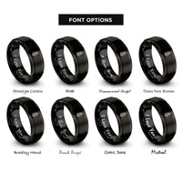 font options for inside engraving on black yucca flower cluster rings