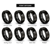 font options for inside engraving on black yucca flower cluster rings