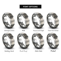 font options for inside engraving on silver yucca flower cluster rings