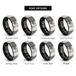 font options for inside engraving on black & silver yucca moon rings