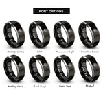 font options for inside engraving on black & grey yucca moon rings