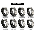 font options for inside engraving on black & silver yucca moon rings