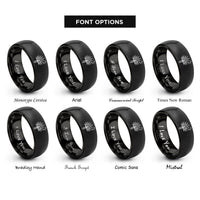 font options for inside engraving on black yucca moon rings