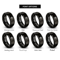 font options for inside engraving on black yucca moon rings