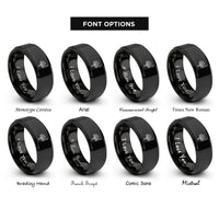 font options for inside engraving on black yucca moon rings