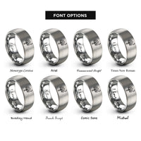 font options for inside engraving on gray yucca moon rings