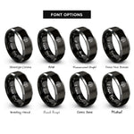 font options for inside engraving on black & grey yucca rosette rings