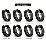 font options for inside engraving on black & gray yucca rosette rings