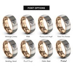 font options for inside engraving on rose gold & grey yucca rosette rings