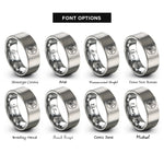 font options for inside engraving on silver yule holly berries rings