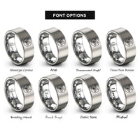 font options for inside engraving on silver yule holly berries rings