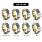font options for inside engraving on gold & gray yule log rings