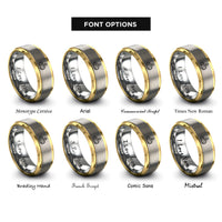 font options for inside engraving on gold & gray yule log rings