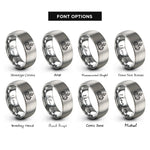 font options for inside engraving on grey yule log rings