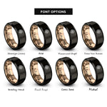 font options for inside engraving on black & rose gold yule sun wheel rings