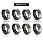 font options for inside engraving on black & grey z order curve rings