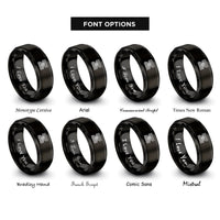 font options for inside engraving on black z order curve rings