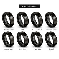 font options for inside engraving on black z order curve rings
