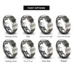 font options for inside engraving on gray z order curve rings