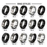 north arrow design tungsten ring styles in black & gray