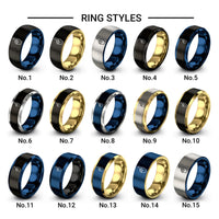 foam hand design tungsten ring styles in gold & blue & gray