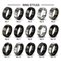 blueprint grid design tungsten ring styles in black & gray
