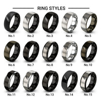 box cutter design tungsten ring styles in black & silver