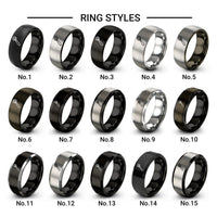 tracing wheel design tungsten ring styles in gunmetal & black